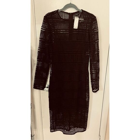 Zara Black Eyelet Dress With Slip Underneath Womens SZ M New - Picture 1 of 10